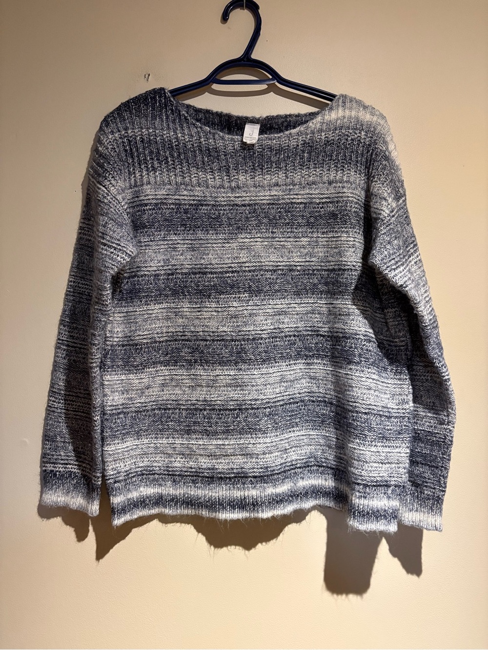 Jones New York Long Sleeve Pullover Sweater Striped Motif Size Medium
